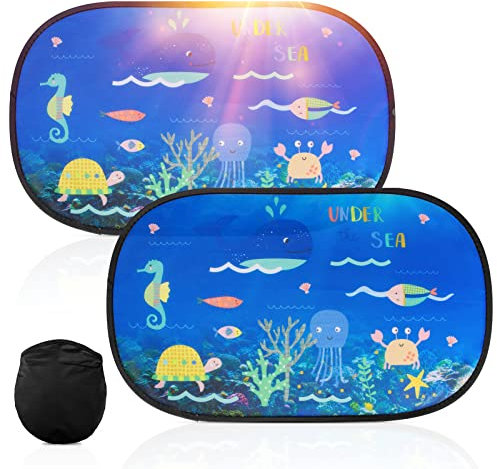 Oziral Parasol Coche Infantil 2 Piezas Parasol Coche Bebe Parasoles Autoadhesivos Coche Sun Shade con Protección UV Lateral Parasol Coche 51x 31 cm