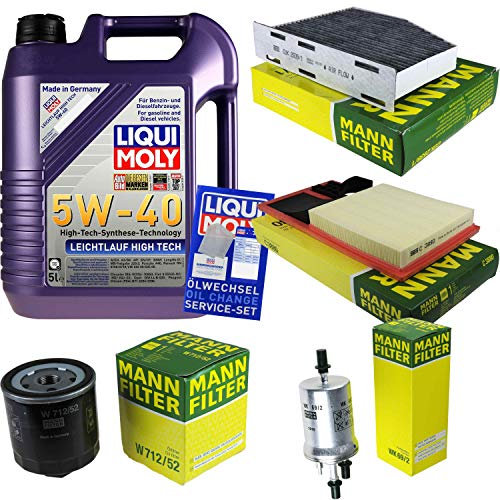 QR-PARTS 69386884 Filter Set Inspektionspaket 5 Liter Motoröl Leichtlauf High Tech 5W-40 MANN-FILTER Innenraumfilter Kraftstofffilter Luftfilter Ölfilter