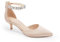Guayonng Damen Hochzeit Strass Low Kitten Heels Pumps Spitz Zehen Kleid Abendschuhe für Frauen Braut Braut, Hautfarben, 41 EU