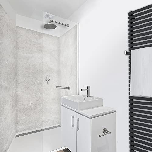WANDFREUDE individuelle Duschrückwand Aluverbundplatte auf Maß (3 Stück - Polierter Beton - Seidenmatt) – Dusche Wandverkleidung Duschwandverkleidung Duschrückwände
