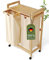 AMBIAVO® Wäschekorb 2 Fächer mit Rollen [creme-beige, 100% Baumwolle, Bambus, 60 l Volumen] | Wäschesammler für Schmutzwäsche| Wäsche Sortiersystem | Wäschesortierer Holz | Wäschebox | laundry baskets