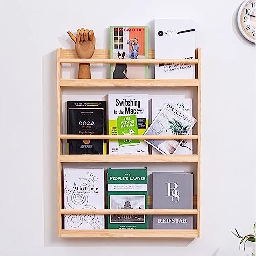 Porte-revues Rack de Magazines Muraux en Bois, Organisateur de Détenteur de Fichiers de Bibliothèque Suspendu pour Le Salon, Stand Exposant de Brochure des Salles D'exposition, Assemblage Facile (Siz
