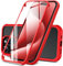 DOSNTO Double Sided Clear Case for iPhone 15 Pro Max (6.7''), Front and Back Full Body 360 Shockproof Drop Protection Phone Case Built-in Tempered Glass Screen Protector Rugged Phone Cover, Red