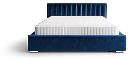 Polsterbett Berlin Set mit Lattenrost Metallrahmen Doppelbett Größen 120 bis 180 BLAU 180cm X 200cm