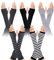 Sibba Fingerlose Handschuhe Armstulpen Goth-äRmel 5 Paar Punk-Rock Disco-Kleidung Outfits Gothic Halloween Cosplay Lang Gestreift Winter Warm KostüMmanschetten Fingerhandschuhe Damen (Mehrfarbig A)