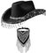 Harilla Chapeau de Cowboy Avec Bandana à Franges - Strass Pailleté, Foulard Cache-Tête, Soleil, Cow-Girl - Noir