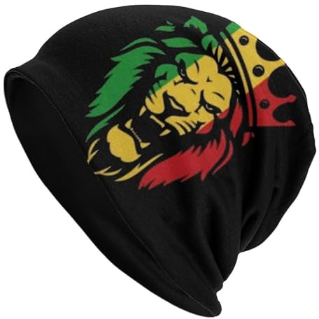 NLWQEKV Rasta Reggae Lions Erwachsene Strickmütze Beanie Mütze Winter Warme Totenkopfmütze für Männer Frauen