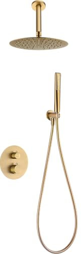 IMEX GTS060/OC SALERNO Conjunto Ducha Termostático Empotrado Oro Cepillado