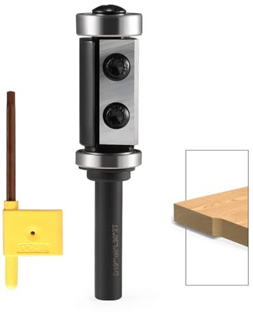 Wendeplatten Bündigfräser 8mm Schaft, Bündigfräser Oberfräse mit 2-Schnittflächen Austauschbare Hartmetall, D=19mm , NL=30mm Oben unten Lager Bündig Trimmen Router Bits für Kantenbearbeitung