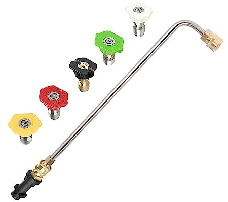 Hochdruckreiniger-Lanzen-Verlängerungsstab, Edelstahl-Sprühaufsatz, Lanze für Kärcher K2, K3, K4, K5, K6, K7, Auto-Waschanlage, Reinigungswerkzeug mit 5 Sprühdüsen (90 Grad)