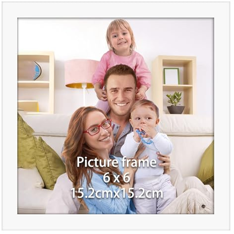 Giftgarden Weiß Bilderrahmen 15x15 cm - Moderner Fotorahmen | für Quadratische Fotos und Bilder - Rahmen für Wohnzimmer, Schlafzimmer, Arbeitszimmer - Wand- und Tischaufsteller