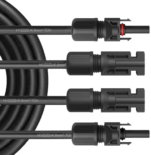 NAmobile Solar Verlängerungskabel für Solarpanel - Solarstecker Solarkabel für Solarmodule - Photovoltaik-Stecker - Kabel 4 mm² / 6 mm² - TÜV, Kabelquerschnitt:6mm², Länge:1x Steckerpaar