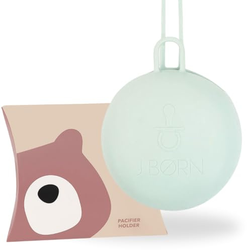 J.Børn Silicone Dummy Case | Dummy Holder Stores 3 Dummies | Easy to Clean Pacifier Holder | Pacifier Storage Container | Portable Baby Pacifier Case for Travels (Seafoam)