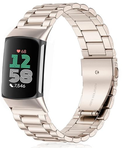 Issinlky Metallband für Fitbit Charge 6/Fitbit Charge 5, Edelstahlarmband für Fitbit Charge 6/Fitbit Charge 5 Damen Herren