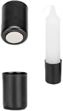 NaDeco Magnet Kerzen Halter für Stabkerzen, viele Modelle wählbar | Metall-Kerzenhalter mit Magnet | Stabkerzenhalter magnetisch | Kerzenständer aus Metall, Farbe:Schwarz, Größe:H 3 cm