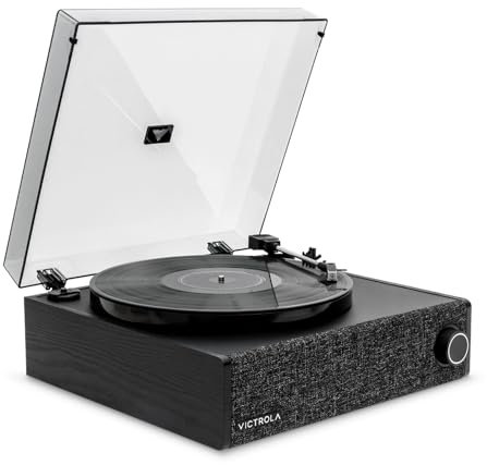 Victrola Eastwood LP Piatto con cartuccia Audio Technica AT-3600L, Anti-skip, Giradischi a 2 velocità, trasmissione wireless Bluetooth, Nero