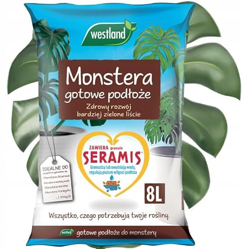 Erde mit Seramis 8L- Perlit - Blumenerde für Zimmerpflanzen, Balkonpflanzen, Monstera - Pflanzerde - Zimmerpflanzenerde - Universalerde