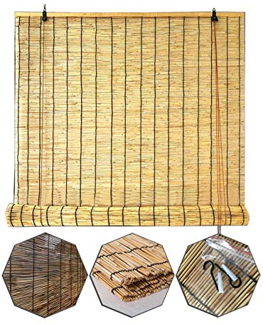 Raffrollo, für Terrasse, Schilfrohr, lichtfilterend, römisch, Pergola/Garten, Verdunkelung/UV-Schutz, wasserdicht, 60 x 180 cm (B x H)