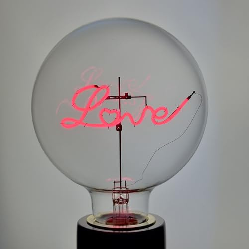 ALL OUT! LOVE Ampoule message à LED Décorative Style Vintage E27 G125 2W 2000K 330°, Ambre, aucun scintillement, non-dimmable