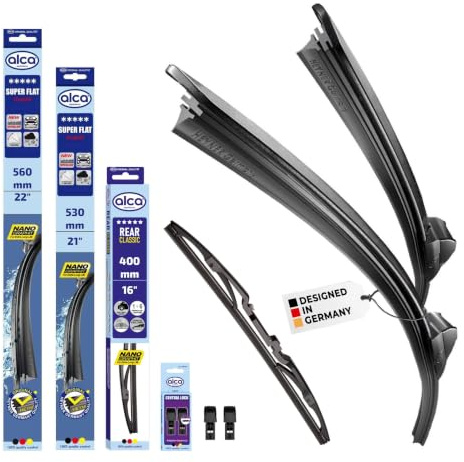 alca® Scheibenwischer Komplettset für MERCEDES-BENZ C-KLASSE T-Modell | 07.2003 - 08.2007, SUPER FLAT Flachbalkenwischer, extraflaches Design, Flexibel, Nanographitbeschichtung