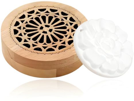 WUSJCOF 1 pièce Pierre parfumée, diffuseur d'huiles essentielles, aromathérapie, boîte en bois pour diffusion de parfums d'huiles essentielles dans les voitures, bureaux, diffuseur mini (bois)