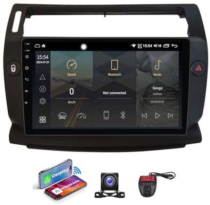 ZCBZBy Citroen C4 LA LC 2004-2014 Android 13 Radio estéreo automóvil Pantalla táctil de 9 pulgadas Reproductor automático WiFi 4G incorporado CarPlay inalámbrico DSP Navegación GPS RDS DAB + Radio BT