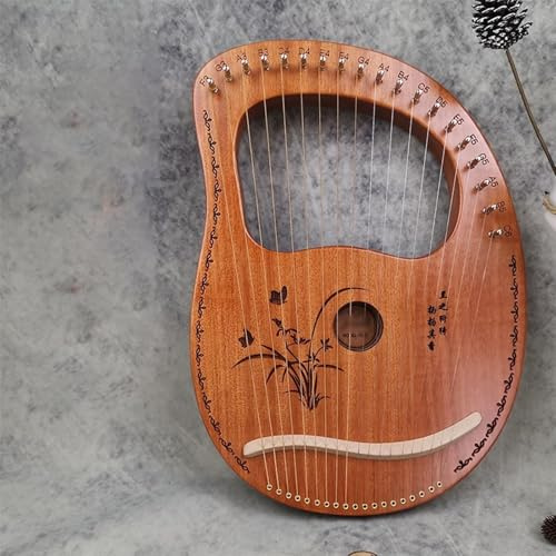 YJKKZQLB Lap Harp Metal Strings Lyre Harp as a Birthday Gift, Wedding Giftl Suitable for Camping, Travel(19 String Vintage Orchid)