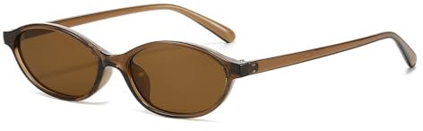 RUNHUIS Retro Oval Sonnenbrille Vintage Cateye Sonnenbrille für Damen Herren Mode Brillen (Dunkelbraun/Gelbbraun)