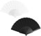 EujRcf 2 Pcs Folding Hand Fan Set, Fabric Hand Fan, Chinese Silk Fabric Handheld Fan for Dancing Cosplay Props, Birthday Gifts, Party, Summer Decorations (Black+White)