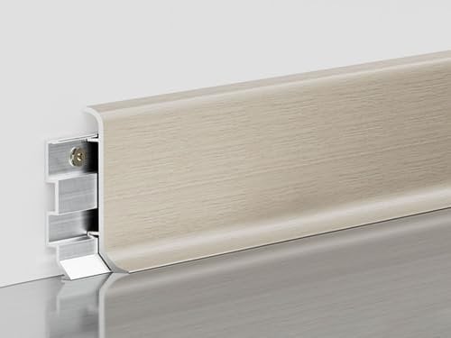 Battiscopa Battiscopa Da 8cm Con Finitura Effetto Legno, Battiscopa In Alluminio Con Adattatori Di Collegamento E Binari Di Montaggio, Per Pavimento E Parete(Style-7,L 140cm(55in))