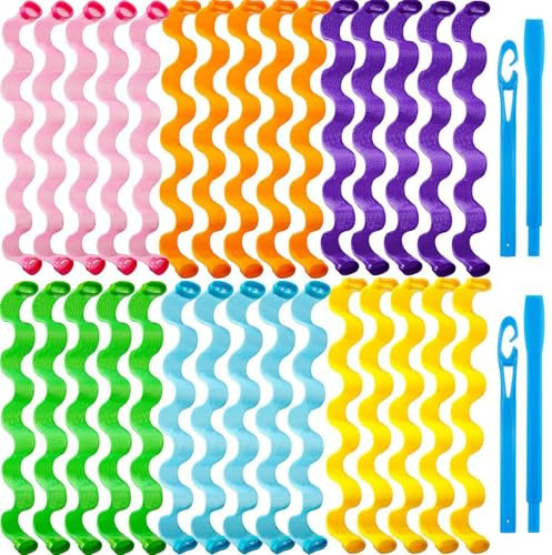 30 Stück Lockenwickler für Lang Haar,30cm Lockenwickler Über Nacht,Spiral Heatless Curls,Haare Locken Ohne Hitze,Haarwickler Wellen Styling,Lockenwickler Ohne Hitze,mit 2er Styling Haken