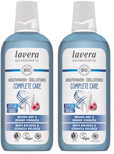 lavera Mouthwash Complete Care - Alcohol-Free -Fluoride-Free - Organic Mint and Organic Echinacea for 5-fold Effect - Vegan - Natural Cosmetics - 400 ml (Pack of 2)