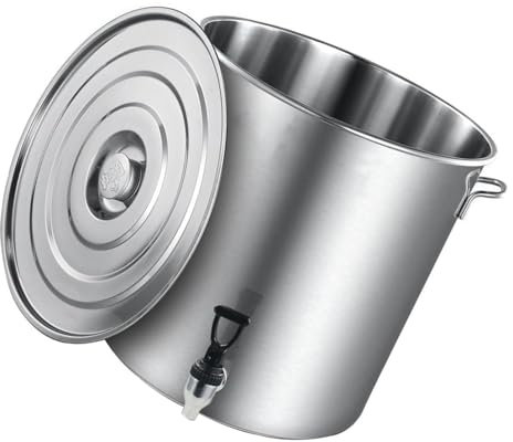 GAOAZHEN Olla con Grifo - Olla Redonda Comercial con Tapa, Cubo de Acero Inoxidable Apto para Uso alimentario con asa, Ideal para almacenar Agua y arroz (50 x 50 cm)