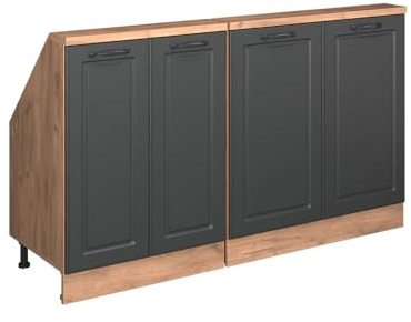 Vicco Dachschrägenschrank-Set Rion, Anthrazit Landhaus/Goldkraft Eiche | B140 x T46 cm, 2er Set, platzsparend für Dachschrägen