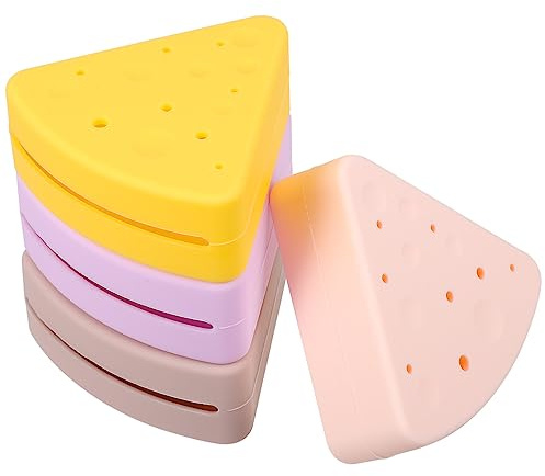 DEARMAMY 4 Stück Teiliges Triangel Make Up Aufbewahrungset Farbige Organizer für Beauty Schwämme Atmungsaktive und Hygienische Reisetasche für Kosmetik