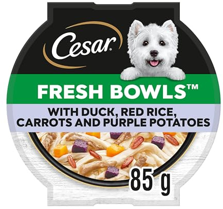 CESAR Fresh Bowl Adult Dog with Duck,Red Rice,Carrots,Potato in Gravy 85g (Pack of 10)