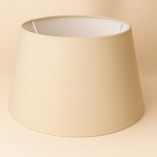 40 cm Lampenschirm, Kegel, Baumwollstoff mit weißer PVC-Rückseite, handgefertigtes Produkt, für Tischlampe, Stehlampe (Creme)