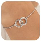 RANKEEF Double Circle Braclets Hypoallergenic Dainty 925 Sterling Silver Bracelet Non Tarnish Friendship Bracelets Trendy Bracelet for Women Silver Adjustable 925 Thin Bracelets for Women