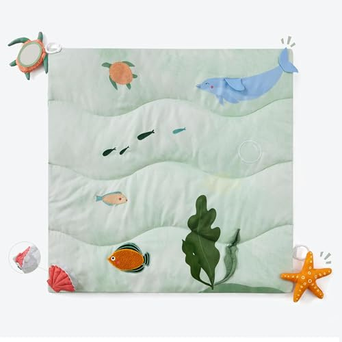 Spirich 9-in-1 Tummy Time Mat, Soft Sensory Mat for Infants, Ocean Theme