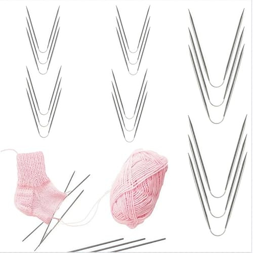 Coiejdoyy Edelstahl Rundstricknadeln Set, Stricknadeln für Socken, Langlebige Metall Rundstricknadel, Sockenstricknadeln Verschiedenen Größen18 Stück Stricken für Anfänger Set