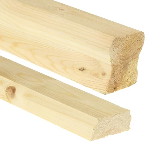 Jackson Woodturners Pine HR Handrail & Base Rail Kit Ungrooved – Stair Parts for Glass or Timber Spindles – Multiple Lengths (3600mm)