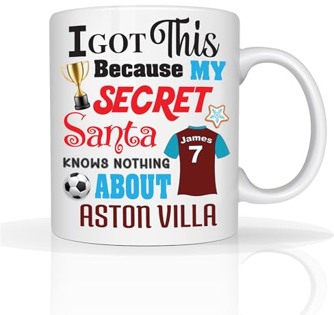 Star Online Personalised Funny Football Fans Mug Aston Villa Gifts for Men Secret Santa Joke Novelty Christmas Gifts, Custom 11oz Ceramic Coffee Cup for Colleagues & Friends