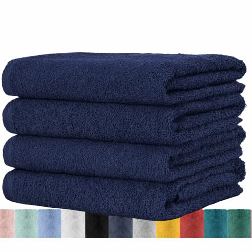 BaSaTex Frottee Handtuch, 4er Pack, 50x100cm, Navy Blau