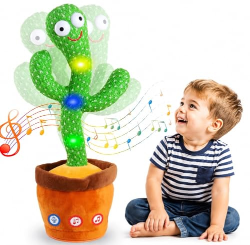 Cactus Genérico Que Baila Y Repite, Cactus Que Habla con LED, Cantando Hablando con Función Grabación, Interactivo Y Educativo, Regalos para Niños Y Decoración