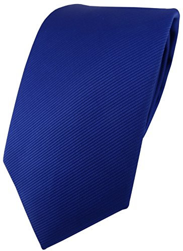 TigerTie Designer Krawatte in royal blau einfarbig Uni Rips