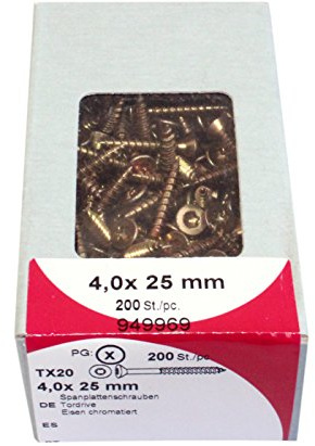 HSI Spanplattenschrauben Torx TX Eisen gelb chromatiert Tordrive (4,0x25mm 200Stk)