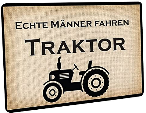 Crealuxe Fussmatte Echte Männer Fahren Traktor - Fussmatte Bedruckt Türmatte Innenmatte Schmutzmatte lustige Motivfussmatte