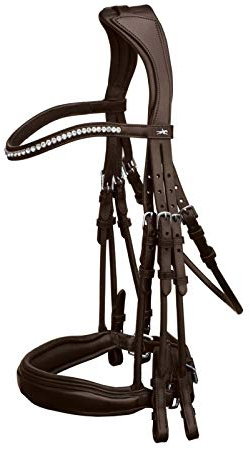 Schockemoehle Sports Weymouth Anatomisches Trense für Dressur, doppelt, mit laminiertem Leder und Venedigband (braun, voll)