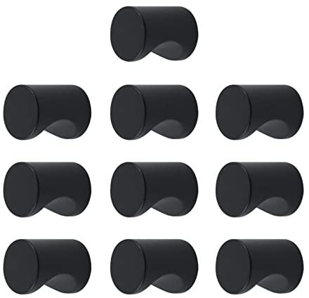 T Tulead Aluminum Alloy Cylinder Drawer Pulls Wardrobe Knobs Modern Cylindrical Handle for Cabinet,Dresser with Mounting Screws Pack of 10(Matte Black,0.7x0.9)