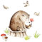 Öko Wandtattoo Kinderzimmer Mädchen Junge Deko Wandsticker Baby Bär mit Blume Safari Aufkleber Spielzimmer Boho Wandbilder selbstklebend für Kinder DL212-35